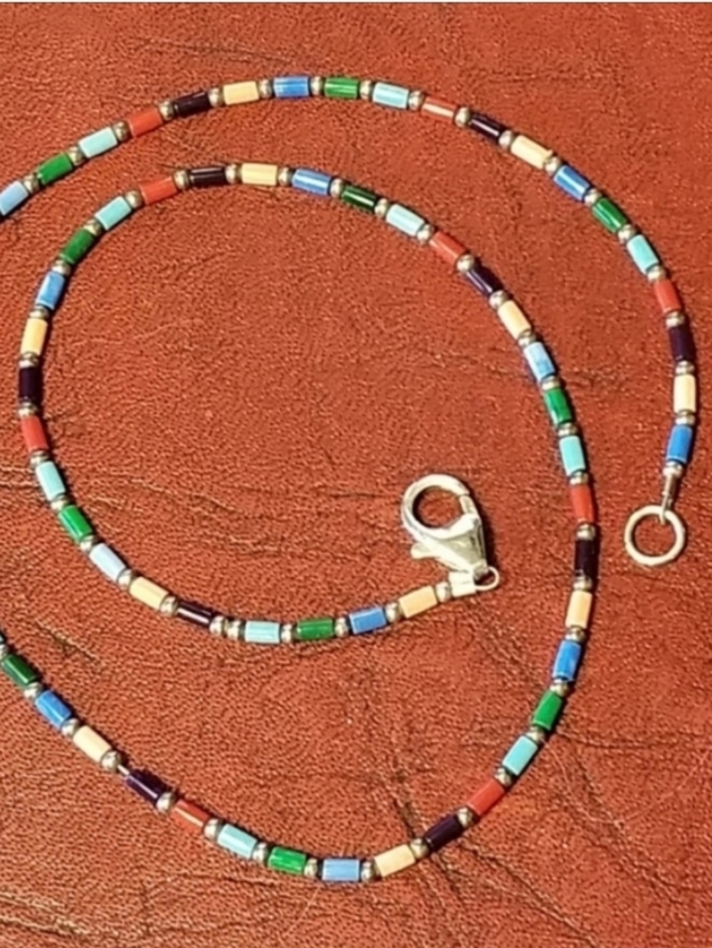 Retired Silpada Sterling Silver & Multicolor Seed Bead Necklace